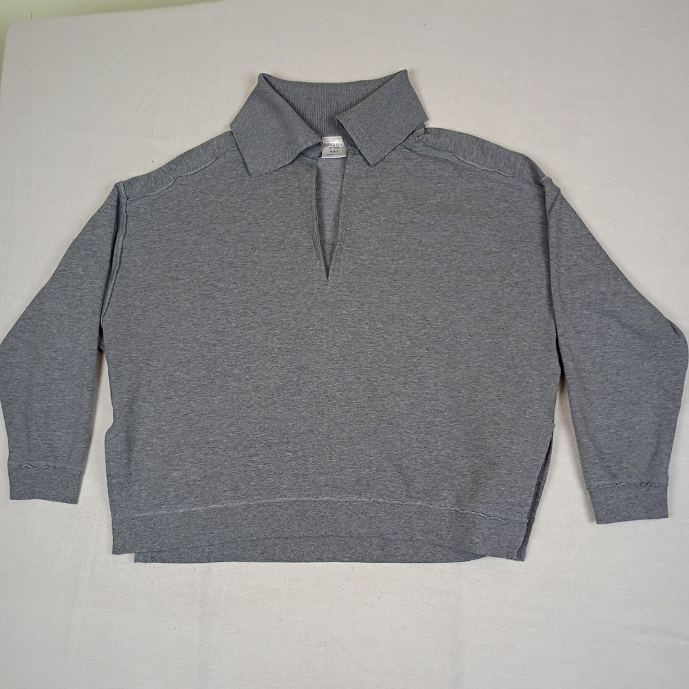 Torrid Super Soft Size 1 Plus Gray Fleece Split Neck Collared Relaxed Sweatshirt